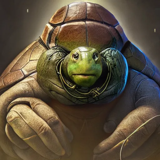 Prompt: a earth turtle recording voiceover dubbing, digital art by łukasz piskorz and patrick mcenvoy and michael komarck, intricate, highly detailed, artstation, concept art, smooth, sharp focus photo centered