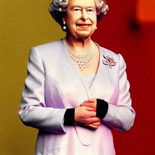 Image similar to queen elizabeth ii in wwe, 1 9 9 0