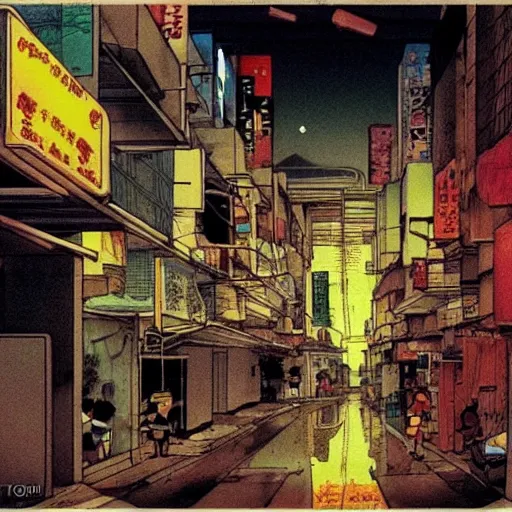 Prompt: a street in singapore, by satoshi kon