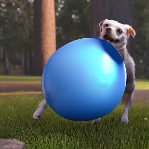 Image similar to Bluey catching a frisbee, unreal 5, DAZ, hyperrealistic, octane render, cosplay, RPG portrait, dynamic lighting