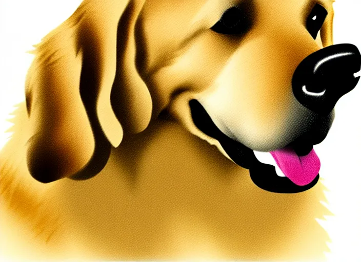 Prompt: golden retriever, white background, cartoon, high detail