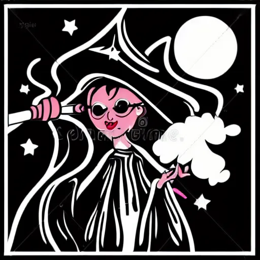 Image similar to witch smoking vector illustration, vinyl plotting art