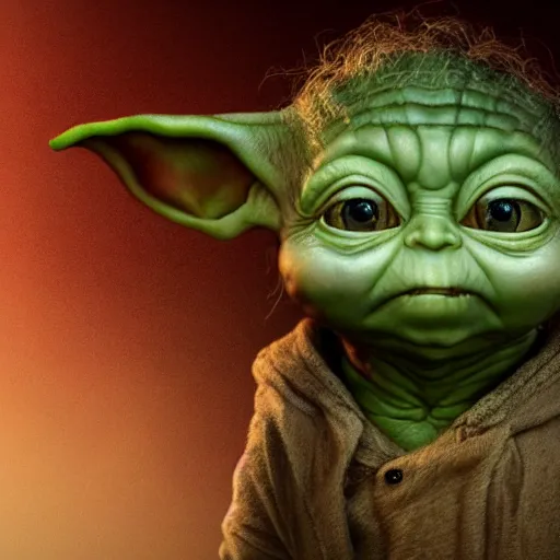 Prompt: Very very very very highly detailed epic central composition photo of baby Yoda as Smeagol face, intricate, happy colors, extremely detailed, digital painting, smooth, sharp focus, illustration, volumetric lighting, incredible art by Brooke Shaden, artstation, concept art, Octane render in Maya and Houdini