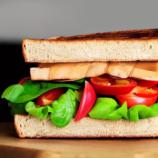 Prompt: tofu sandwich with led light inside, studio photo, amazing light