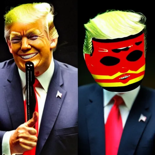 Image similar to trump as a boxeo fighter with a mexican mask.