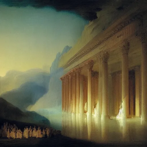 Image similar to congress in the style of john martin, epic, volumetric, painting