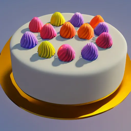 Image similar to birthday cake, 8 k artstation volumetric light