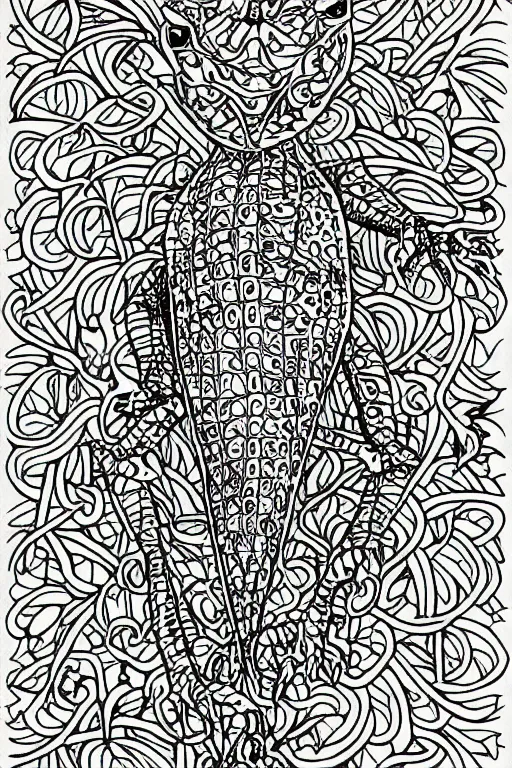 Image similar to symmetric lizard adult colouring page ink drawing