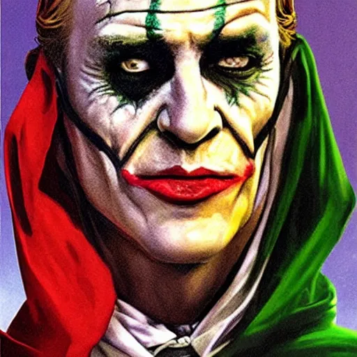 Image similar to lawrence of arabia as the joker, messy, portrait, realistic, concept art by alex ross