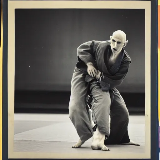 Image similar to portrait of nosferatu is making judo, sport photography