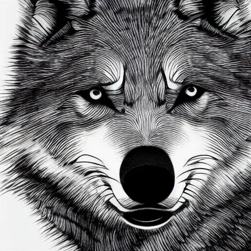 Prompt: professional line art of a wolf, high quality, highly detailed, HD, 8K, award-winning