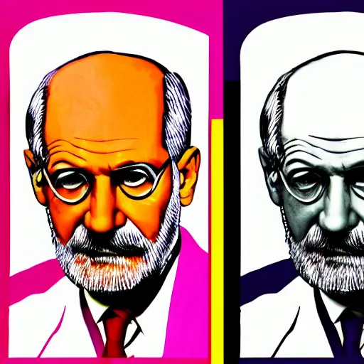 Prompt: sigmund freud portrait pop art