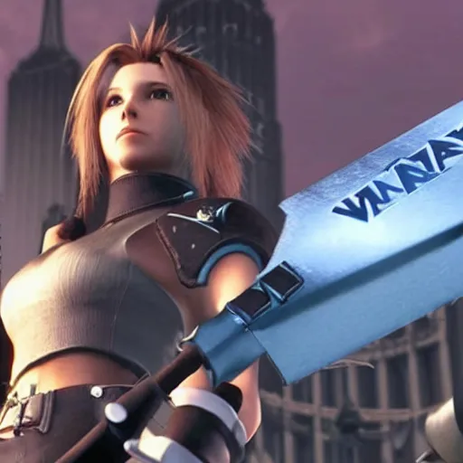 Prompt: a still frame from the video game final fantasy vii, starring nancy pelosi