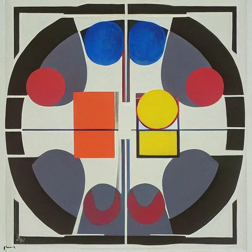 Prompt: suprematism painting of different shapes, rectangle, circles, highly detailed, by kasimir malewitsch