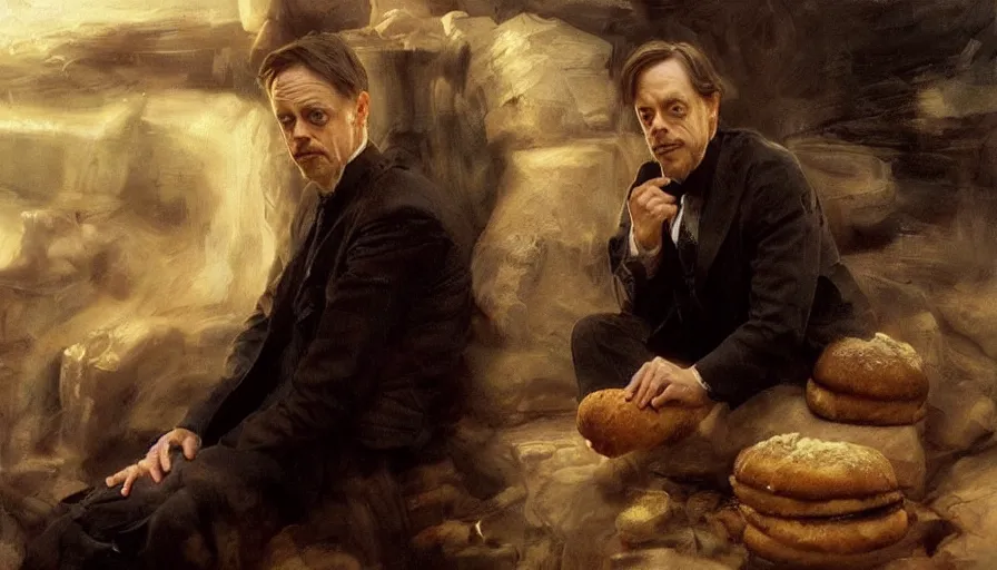 Image similar to beautiful portrait of steve buscemi as a loaf of bread, art by anders zorn, wonderful masterpiece by greg rutkowski, beautiful cinematic light, american romanticism thomas lawrence, greg rutkowski