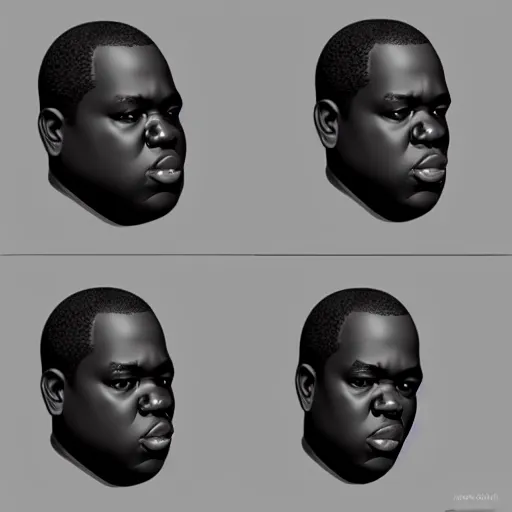 Image similar to notorious big head 3 d model, zbrush, wireframe, retopology, artstation, digital human