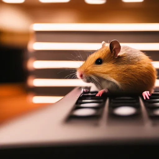 Image similar to photo of a hamster, on a cash register in a cinema, various poses, unedited, soft light, sharp focus, 8 k