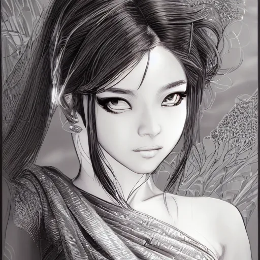 Image similar to girl in saree lighting firecracker, elegant, young sensual anime girl, ultrafine hyperrealistic detailed face illustration by kim jung gi, irakli nadar, intricate linework, sharp focus, bright colors, matte, octopath traveler, final fantasy, unreal engine highly rendered, global illumination, radiant light, intricate environment