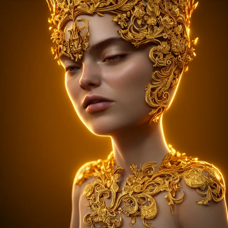 Image similar to wonderful princess of vines with a cream skin, ornate 8 k gorgeous intricate gold detailed, accent white lighting, dramatic light, octane render