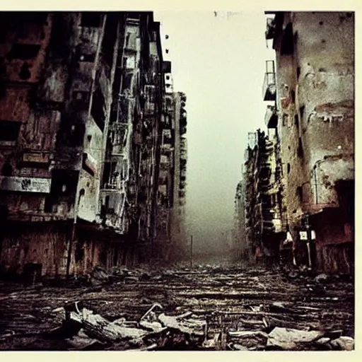Image similar to “matte painting of a war torn city by Guy Denning”