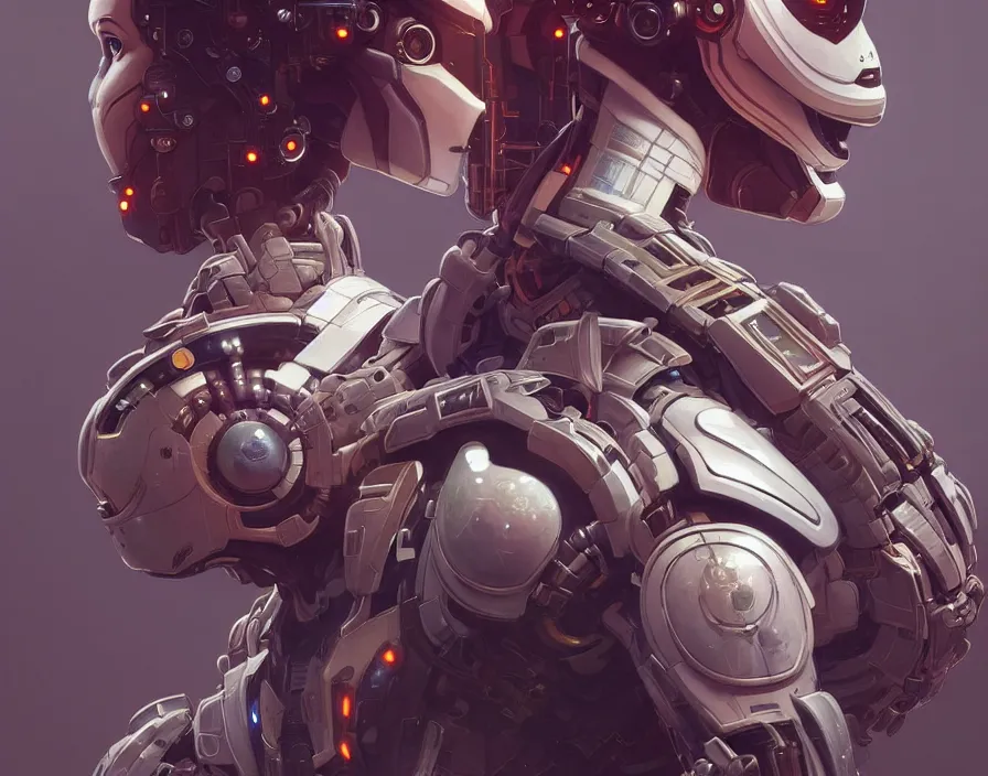 Image similar to symmetry!! portrait of a robot astronaut, floral! horizon zero dawn machine, intricate, elegant, highly detailed, digital painting, artstation, concept art, smooth, sharp focus, illustration, art by artgerm and greg rutkowski and alphonse mucha, 8 k