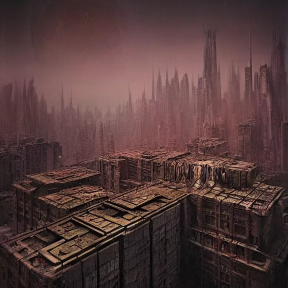 Prompt: futuristic megacity, midnight colors, nightmare horrorcore landscape, acid metal deep colors!, a photograph taken by beksinski gammell giger matte painting unreal engine