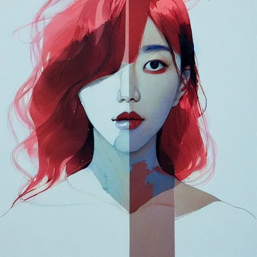 Image similar to Lee Jin-Eun by Conrad Roset and Nicola Samuri, rule of thirds, seductive look, beautiful, behind her is a transparent window