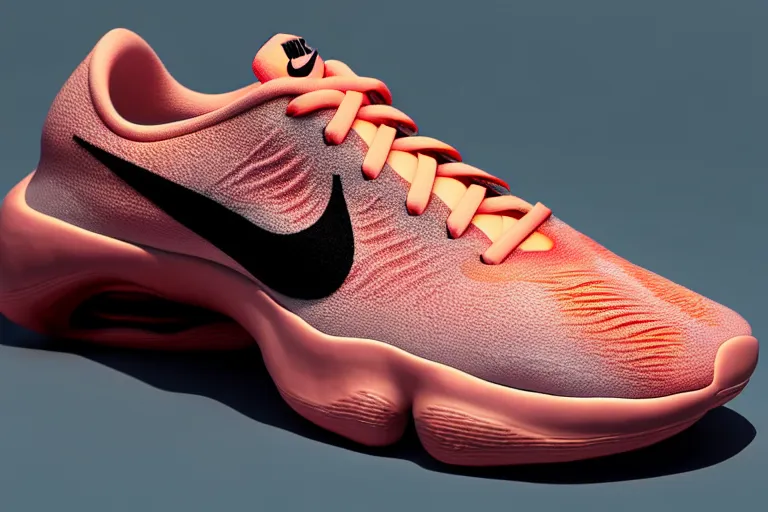 Image similar to nike sneaker made of coral reef, artstation, octane render