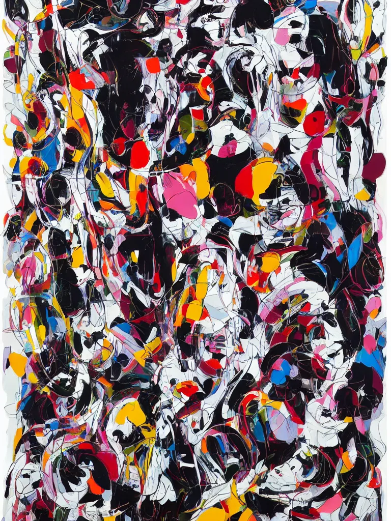 Image similar to abstract figurative expressive line art with random chaotic splashes of colour by george condo in an aesthetically pleasing natural tones,