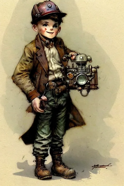 Image similar to ( ( ( ( ( 1 9 5 0 s steampunk adventurer boy inventer explorer. muted colors. ) ) ) ) ) by jean - baptiste monge!!!!!!!!!!!!!!!!!!!!!!!!!!!