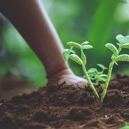 Image similar to plants growing into human form, shallow depth of field, gestalt