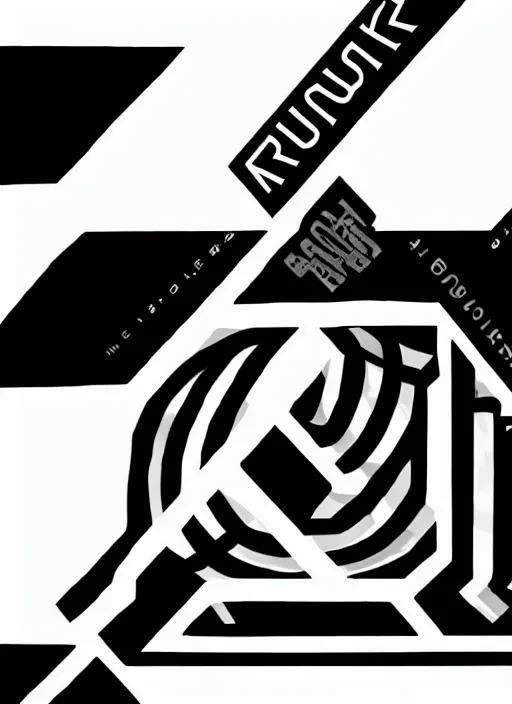 Image similar to black on white logo designed by david rudnick, eric hu, guzzimaze, y 2 k, acid