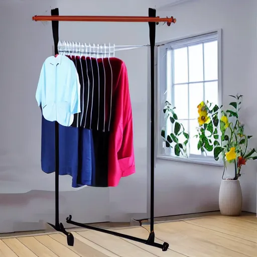 Image similar to Laundry Pole Clothes Drying Rack Coat Hanger, Ceiling Tension Rod Storage Organizer for Indoor, Vertical Storage, Adjustable Pole