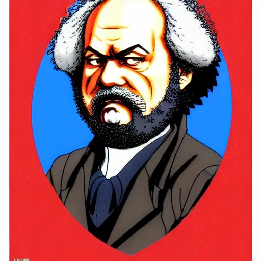 Prompt: beautiful amazing anime portrait painting of karl marx by hayao miyazaki, katsuhiro otomo, akira toriyama, satoshi kon, eiichiro oda, hideaki anno