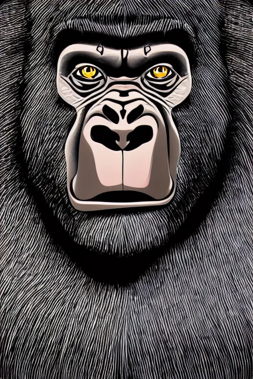 Image similar to A portrait of a gorilla that is a sumo wrestler, sticker, highly detailed, colorful, illustration, smooth and clean vector curves, no jagged lines, vector art, smooth