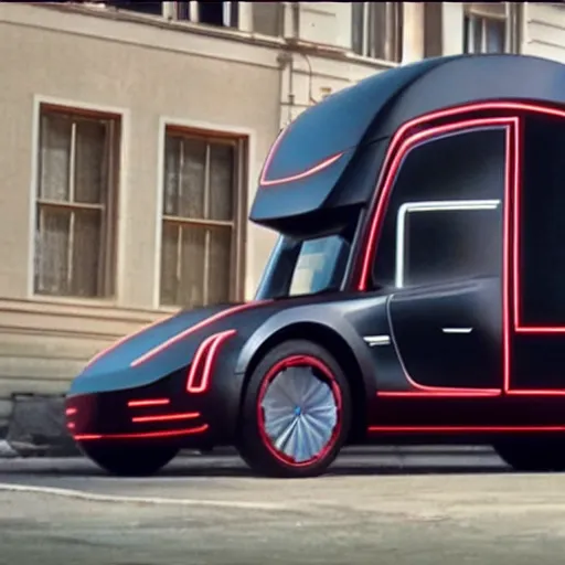 Prompt: tesla cybertruck in back to the future