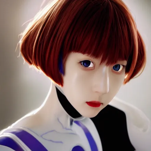 Prompt: Rei Ayanami from Neon Genesis Evangelion, live action, portrait shot,