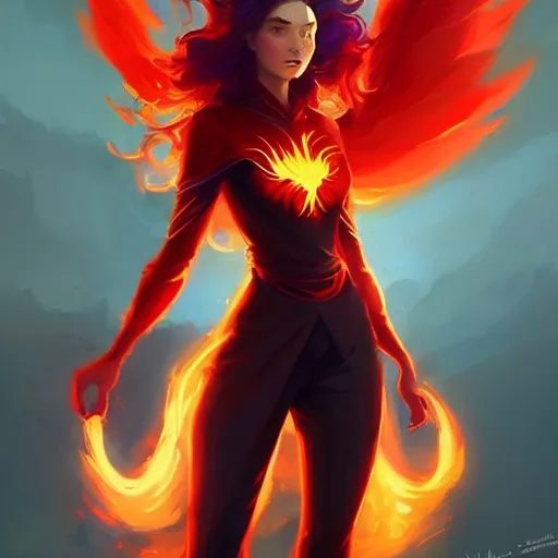 Prompt: a beautiful dark phoenix wearing t - shirt, game of thrones concept art by pete mohrbacher and guweiz and ilya kuvshinov, digital art, highly detailed, intricate, sharp focus, trending on artstation hq, deviantart, unreal engine 5, 4 k uhd image