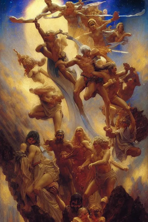 Image similar to the nine spheres of heaven from dante's divine comedy. highly detailed painting by gaston bussiere, craig mullins, j. c. leyendecker 8 k