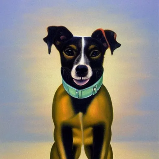 Prompt: dog pop art painting by vladimir tretchikoff behance classical realism detailed painting oil on canvas