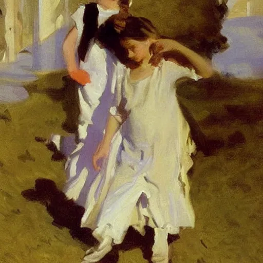 Image similar to vaccination, painting by john singer sargent, oil on canvas