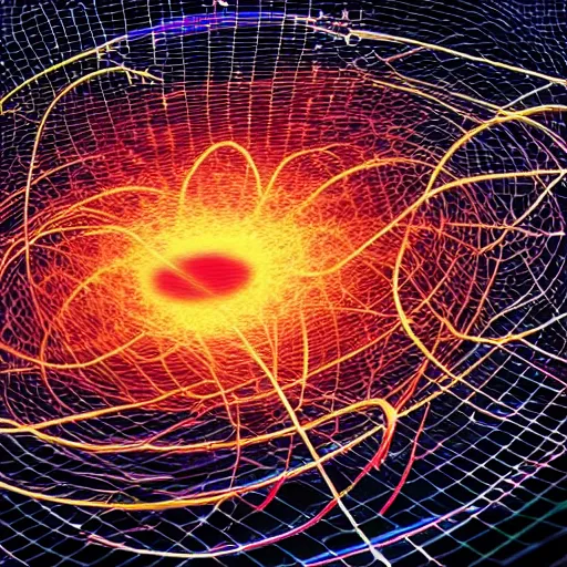 Image similar to chaotic electrons trapped in maelstrom in cyberspace