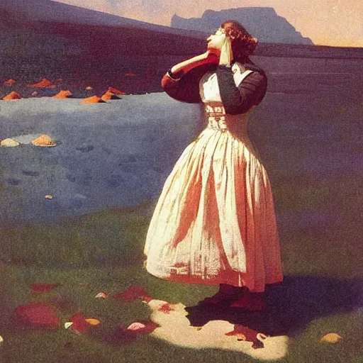 Image similar to A print. A rip in spacetime. Did this device in his hand open a portal to another dimension or reality?! autochrome by Winslow Homer, by Jeff Easley, by Albrecht Anker stunning, organic