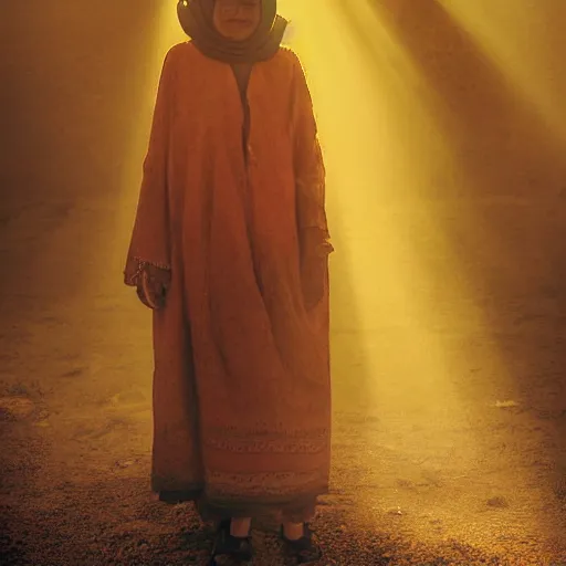 Prompt: portrait in north africa, warmth, misty, pools of sunlight by nasreddine dinet