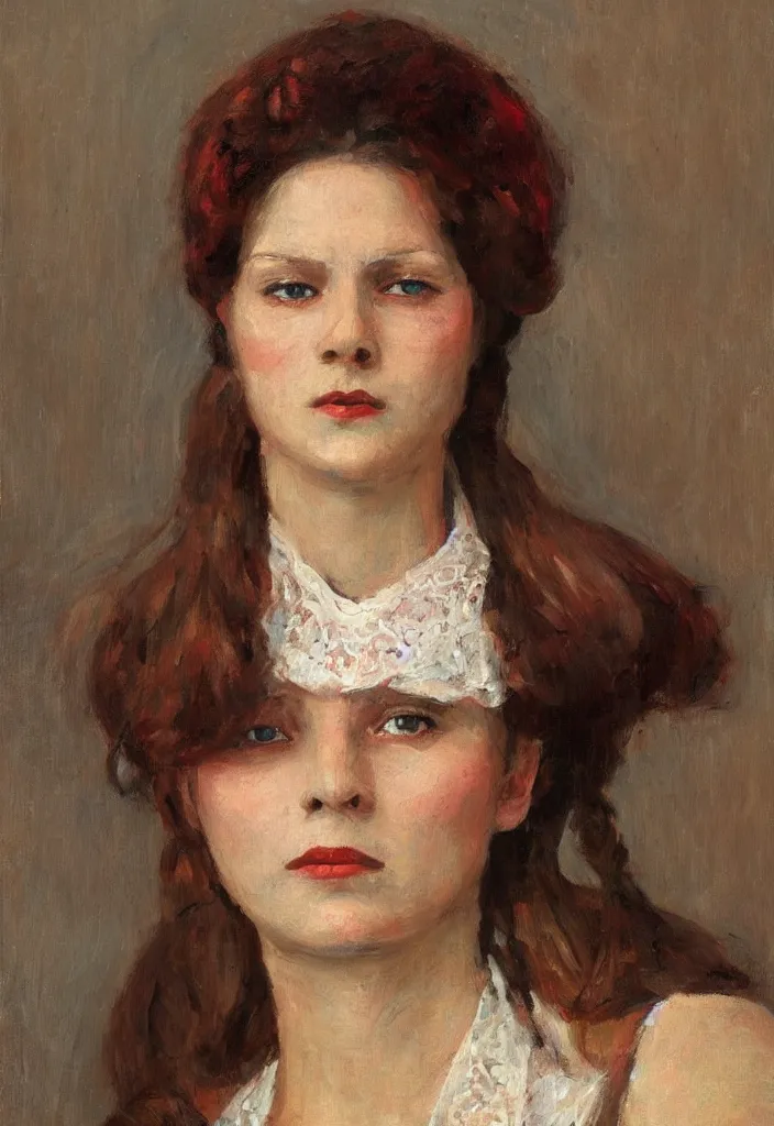 Image similar to portrait of a 1910 russian tzarina, trending on artstation