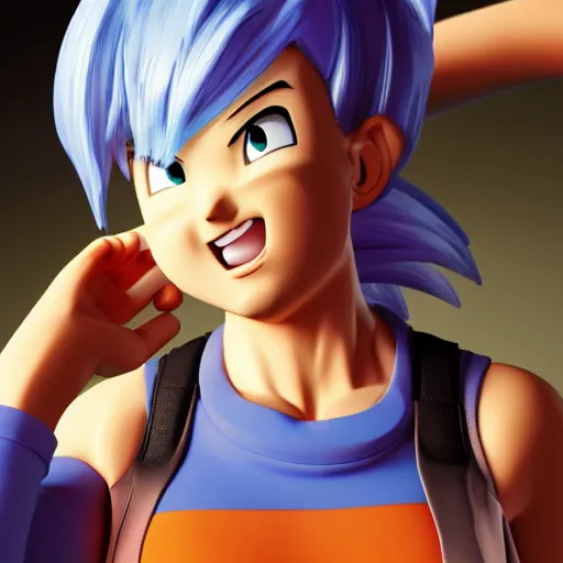 Prompt: Bulma from Dragon Ball, photo realistic, dynamic lighting, volumetric lighting