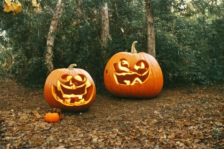 Prompt: a photo of a giant mutant lemur pumpkin in its natural habitat, kodak ektachrome e 1 0 0 photography