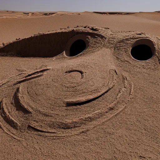 Image similar to a monster made out of sand in the desert with a tornado