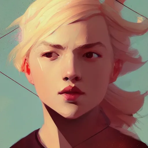 Image similar to Beautiful girl with blond hair profile picture by Greg Rutkowski, asymmetrical, Organic Painting , Matte Painting, geometric shapes, hard edges, street art, trending on the artstation:2 by Sachin Teng:4