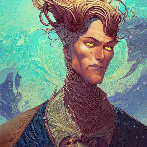 Prompt: a detailed portrait of morfeo of the sandman comic, by victo ngai and justin gerard, digital art, realistic painting, very detailed, fantasy, dnd, character design, trending on artstation